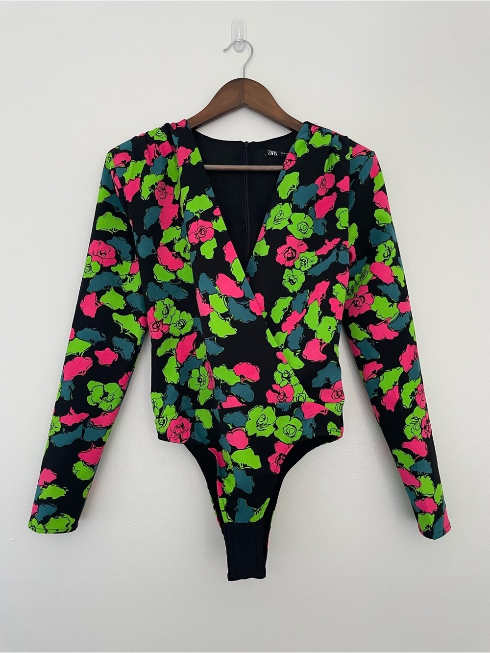 Zara Bright Floral Long Sleeve Bohemian Festival Bodysuit